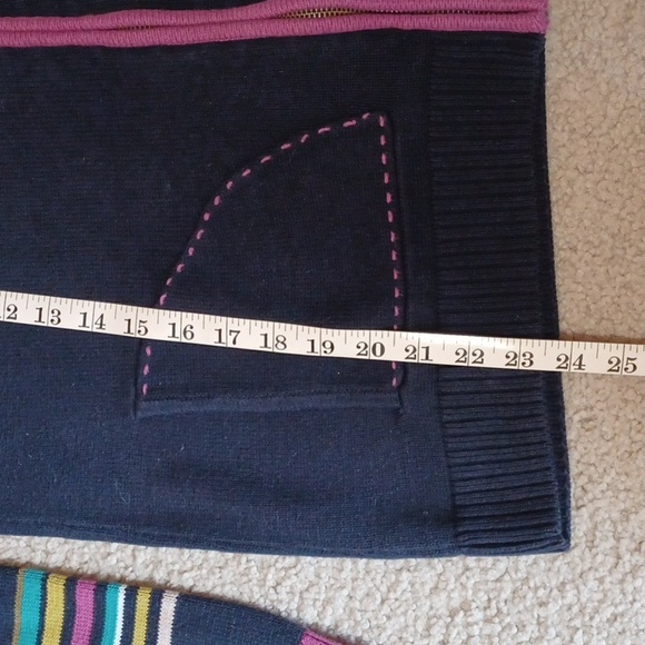 Christopher & Banks Navy Zip-Up Cardigan With Striped Sleeves - Picture 6 of 15